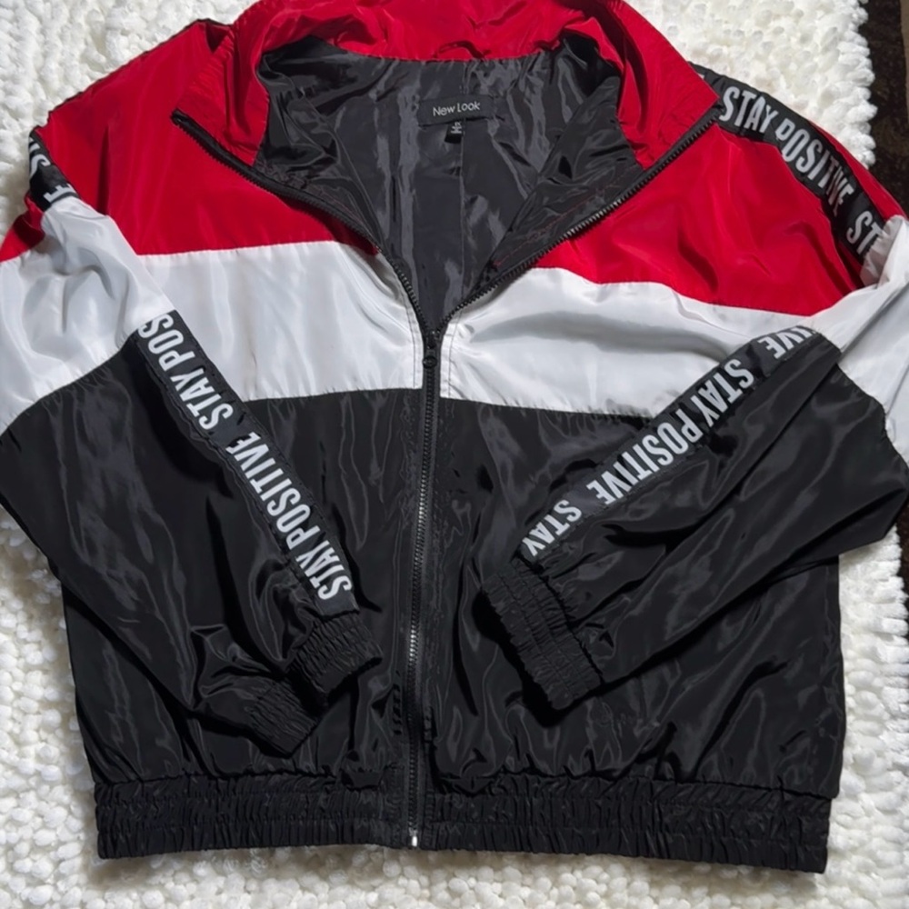New Look Red, White, and Black Colorblock Jacket